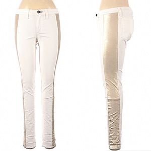 NWOT RAG & BONE for Intermix white jeans with gold lambs leather stripes 28 new